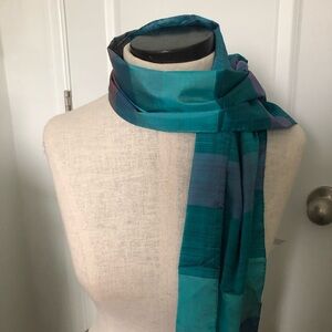 Turquoise Raw Silk Scarf Sash